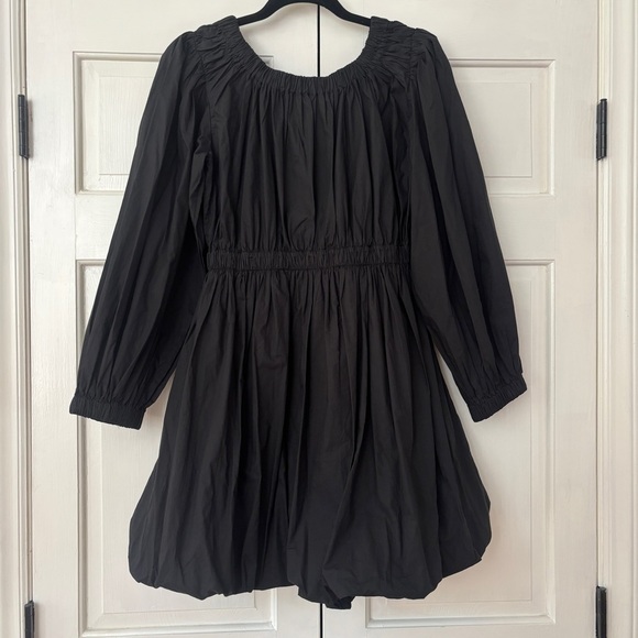 Ulla Johnson Black Martine Mini Dress Noir Bubble Hem Long Sleeve Bateau Size 2 - Picture 9 of 15
